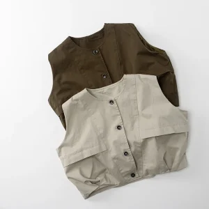 Spring Autumn Children Unisex Cotton Sleeveless Waistcoat Jacket Casual Solid Color Baby Vest