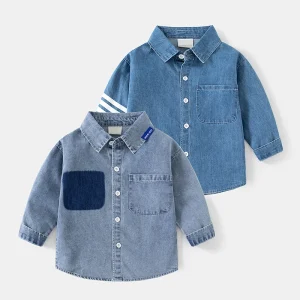 Spring Autumn Fashion Kids Toddler Baby Boy Denim Long Sleeves Shirt Tops