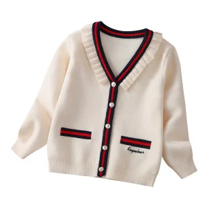 Spring Autumn Girl Sweater Long Sleeve Single Breasted Girl Cardigan Sweaters for Girls 3 to 12 Years