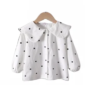 Spring Autumn Girls Blouses Baby Shirts Long Sleeve Shirts Children’s Tops Lace Princess Bottoming Shirts New Baby Clothing