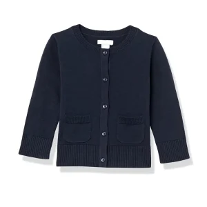 Spring & Autumn Girls’ Knit Cardigan Long-Sleeve School Uniform Sweater for Older Kids