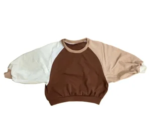 Spring Autumn Kids 100% Cotton Oversize Hoodies Pullover Tops Block Colored Baby Boy Sweatshirt Girl Hoodies