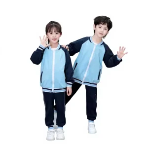 Spring Autumn Kindergarten Elementary School Uniform Two Piece Set Polyester Fleece Unisex Children’s Sports Suit Back to School
