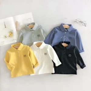Spring Autumn New Style Boys Polo Shirts China Long Sleeve Customized logo 3 year Old Baby Cotton Polo t Shirts