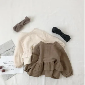 Spring Autumn Toddler Clothing Long Sleeve Cotton Muslin Children Sweet Toddler Girls Shirt