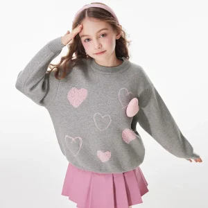 Spring Autumn Winter Sweater Girls Clothes Baby 3D Floral Pullover Knit Jumper Design draft customization