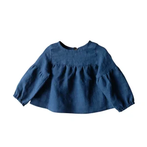 Spring Baby Girls Long Sleeve Shirt With Back Bows Kids Casual Linen Tops Clothes for 1-7 Years Old Girls
