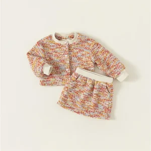 Spring Children s Clothes Chambray Knit Cardigan Kid Skirt Knitted Newborn Party Set Baby Girl Clothing Set