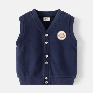 Spring Children’s Cartoon Knitted Vest Boys Sleeveless Outerwear Jacket for Spring and Autumn Baby Thin Waistcoat