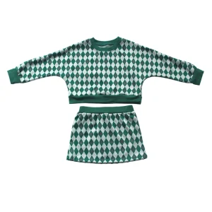 Spring Christmas 1 8T Girls Geometric Pattern Leopard Knit Pullover Sweatshirt Sweater Hip Mini Skirt 2pcs Outfit Sweatsuits