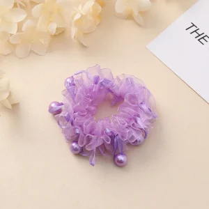Spring Cute Kids Princess Flower Headband with Ball Design Handmade High Elasticity Rubber Band Hair Accessories
