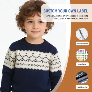 Spring European American New Style Knitted Sweater for Girls Boys Kids Boys Loose O-neck Pullover Sweater