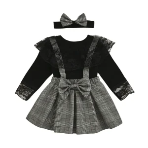 Spring Girls’ Clothing Set Lace Top + Sunspender Skirts 2 Piece Cute Baby Girl Clothing Set