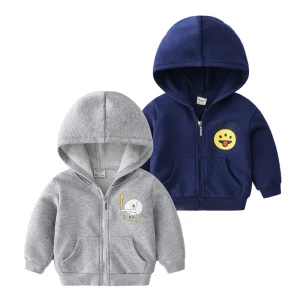 Spring Hooded for Boys Long Sleeve Zipper Sweatshirt With Cartoon Pattern for Toddlers