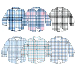 Spring Kids Boys Button Down Shirt Woven Printing Toddler Children Boys Casual Shirt