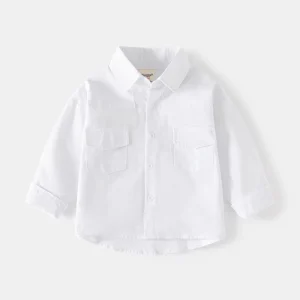 Spring Long Sleeve Boys’ Casual Shirt with Turn Down Collar Light Fresh Toddler Shirt