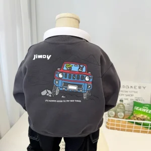 Spring New Boys’ Cartoon Hoodie Cool and Stylish Pullover for Kids Trendy and Relaxed Fit