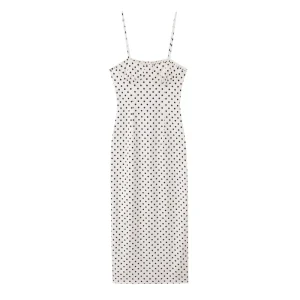 Spring New Sexy Hot Girl Fashion Tight Polka Dot Print Bra-Style Midi Dress 3987118