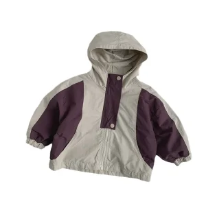 Spring New Style Color-Blocking Japanese Style Zipper Tops for Boys Girls Personalized Outdoor Clothing Jacket for Children