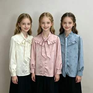 Spring Season Kids Tops Soft Fabric Comfortable Shirts for Girls Polyester Long Sleeve Girls Shirt Dress
