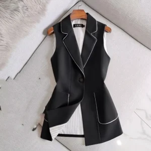 Spring Suit Vest for Women Slimming and Fitted Jacket for Plus Size Girls Professional Waistcoat