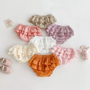 Spring Summer Baby Bloomers Cotton Baby Toddler Shorts Ruffle Diaper Covers for Girls