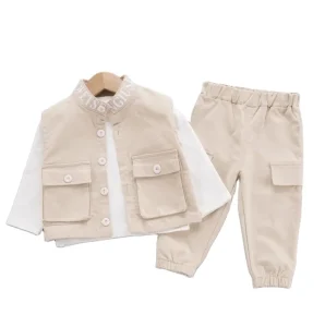 Spring and Autumn Boys Leisure Sports Style Pure Cotton Waistcoat Boys Formal Suits Kid