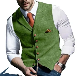 Spring and Autumn European and American Men’s Casual Plaid Vest Men’s Slim Vest Men’s Coat