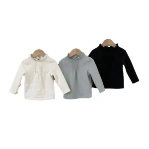 Spring and Autumn Girl’s Undershirt Children’s Korean Style Lace Collar Long Sleeve Top Girls Baby Clothes