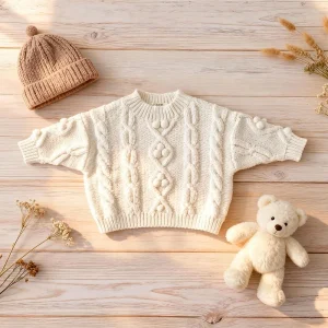 Spring and Autumn Infant Clothing Cotton Girl Baby Knitting Sweater Cardigan Embroidery Hollowed Out Cardigan