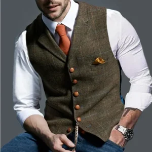 Spring and Autumn Men’s Casual Plaid Vest Slim Vest High Quality Customization LOGO Men’s blazer Suit Vest OEM