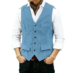 Spring and Autumn Men’s Corduroy Waistcoat Classic and Versatile Suitable for Outdoor and Casual Wear