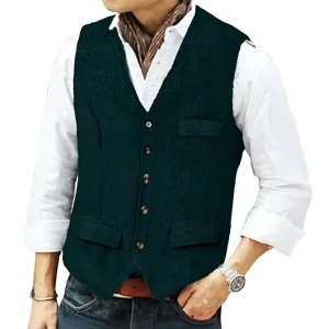 Spring and Autumn Men’s Corduroy Waistcoat Suitable for Business and Daily Wear Occasions