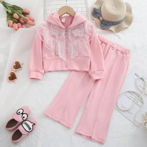 Spring and Autumn New Fashion Girls’ Clothing Set Children’s Long Sleeve Hoodie Two Piece Set Girls’ Set