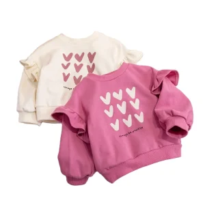 Spring and Autumn New Style Sweater Cute Girl Casual Pullover Love Top Baby Girls Clothes