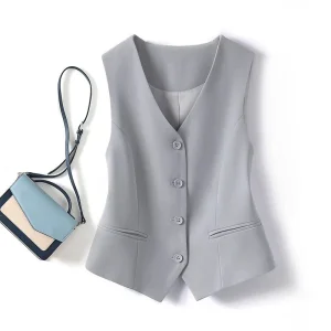 Spring and Autumn New Women’s Suit Vest Jacket Small Vests Slimming Short Sleeveless Vests