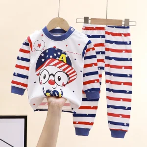 Stock Clearance Kids Toddler Boys Pajamas 2 Piece Pjs Top and Pants Set 100% Cotton Sleepwear Nightwear Kids Boys