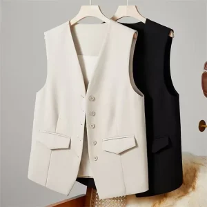 Suit Vest Women’s Coat Style Plain Business Buttons Vest Suit