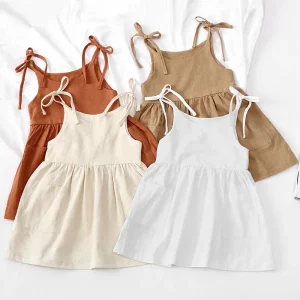 Summer 0 8 Years for Girls of 6 14 New Dosing Simple Little Girls Kids 100% cotton Elegant Dress 3 to 5 Years With Pockets