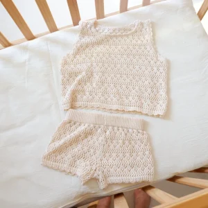 Summer Australian Baby Knit Clothing Set Cute Girls Vest and Short