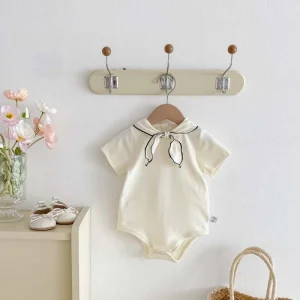 Summer Baby Girl Clothes Solid Color Infant Jumpsuit Short Sleeve Cotton Baby Rompers
