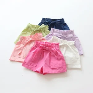 Summer Baby Girl Shorts with Pocket Fashion Kids Shorts Pants for 1-8 Years