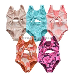 Summer Baby Girls Reversible Swimsuits Hawaii Printed High Elastic Both Side Wear Kids Girls One Piece Swimwear