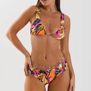 Summer Beachwear Women’s Girls Swimwear Printing Bikini Swim Dress Set Swimsuit Bathing Suit for Beach