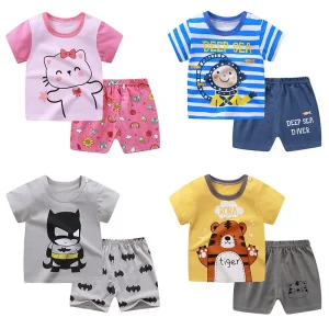 Summer Boys Clothes Suit Baby Girl Outfits 100% Cotton Top Pant 2PCS Set Infant Newborn Clothing 6 9 12 18 24 Month