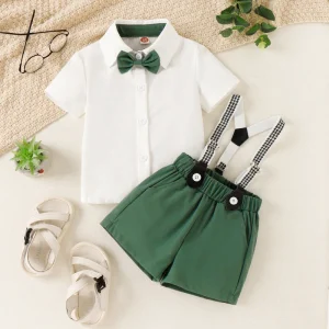 Summer Boys Formal Clothing Set White Shirt and Shorts Handsome 2 Pieces Set Children Clothes