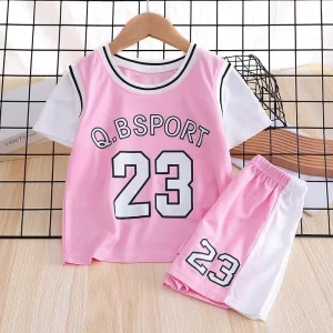 Summer Boys Girls Casual Sports Suit, Short-sleeved Quick-Drying T-shirt, Logo, Breathable Design for Daily Training Sports