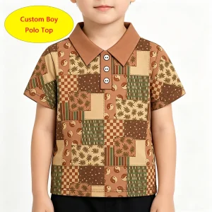 Summer Boy’s Polo Shirt Custom Print Casual High Quality Soft Kids’ Short Sleeve Breathable Cotton Children’s Top