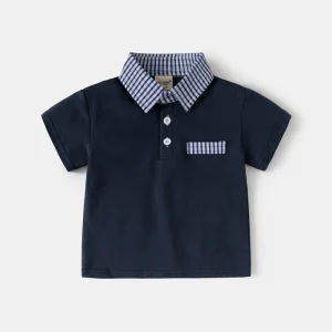 Summer Boy’s Polo T-shirt Navy White Top for Toddler Boys