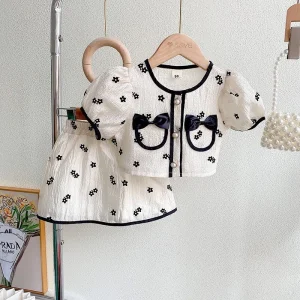 Summer Casual Children’s Clothing Set Sweet Little Girl Fashionable Short Sleeve Short Skirt Two-Piece
